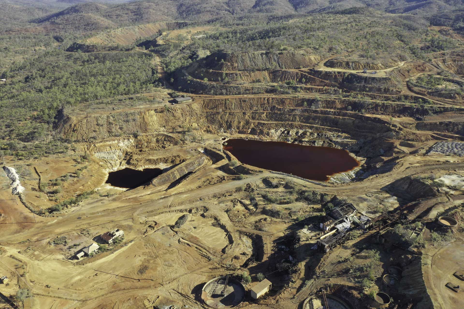 Heritage Minerals Mount Morgan Gold And Copper Tailings Reprocessing And Rehabilitation Aerial View Of Tailings Dam And Old Mine Site