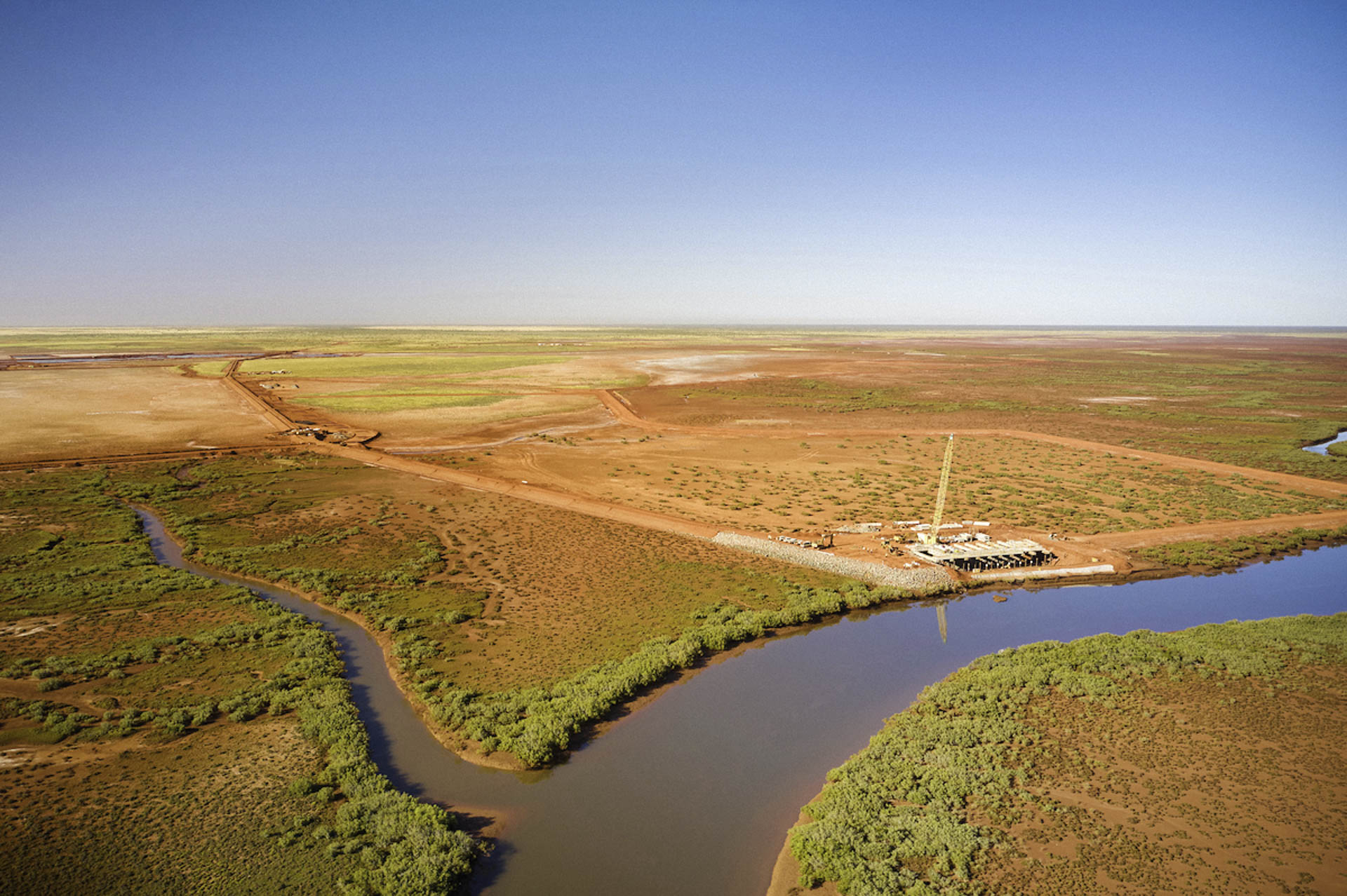 BCI Minerals Mardie Salt Project Aerial View Long Shot Of Seawater Intake Under Construction