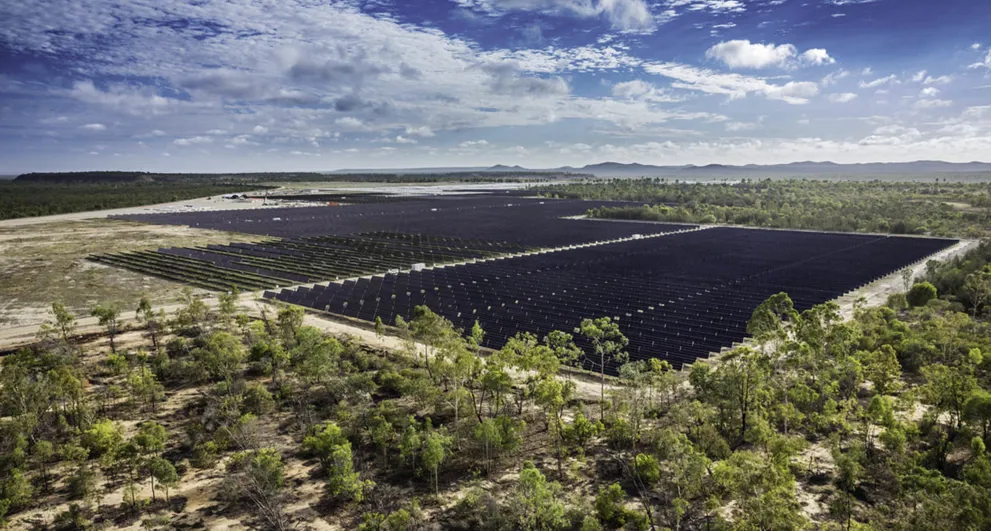 aerial view of the photovoltaic solar array at the Genex Kidston Hydro Pumped Storage Facility