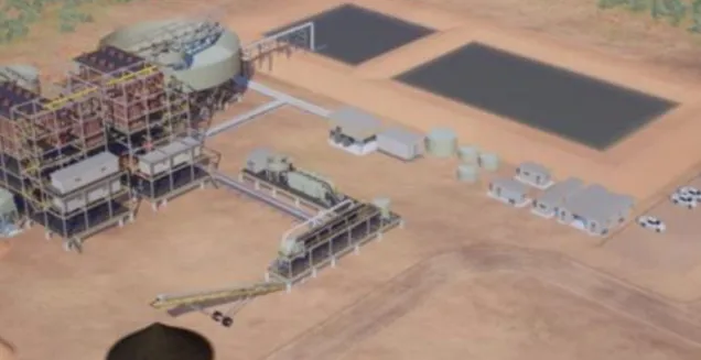 Aerial render of Strandline Resources Coburn Mineral Sands project and infrastructure