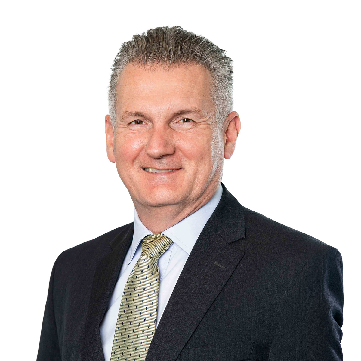 Stephen land wearing a suit