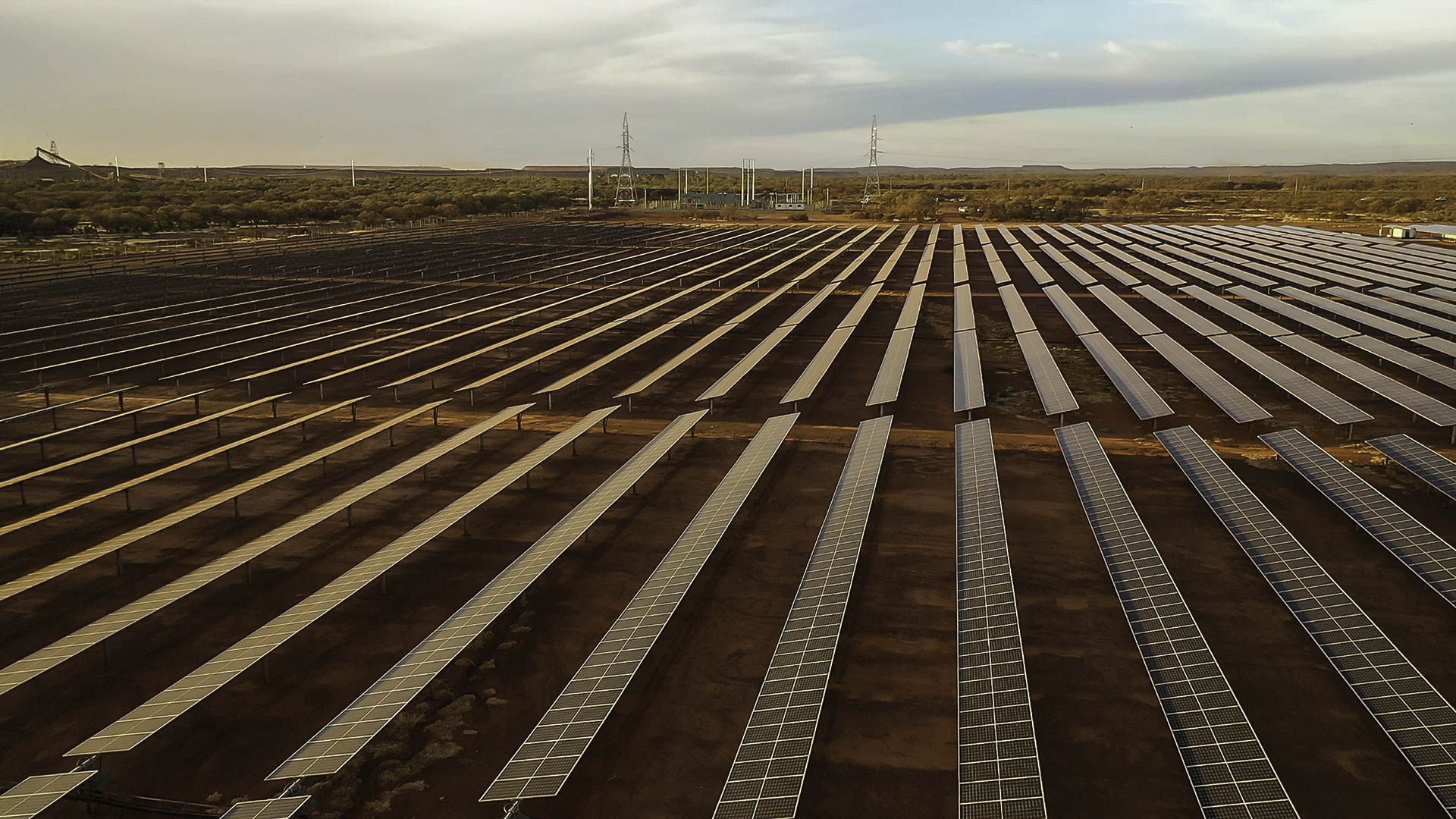 Alinta Energy Chichester Solar And Gas Hybrid Project Aerial View Of Solar Panels Fortescue Metals Western Australia