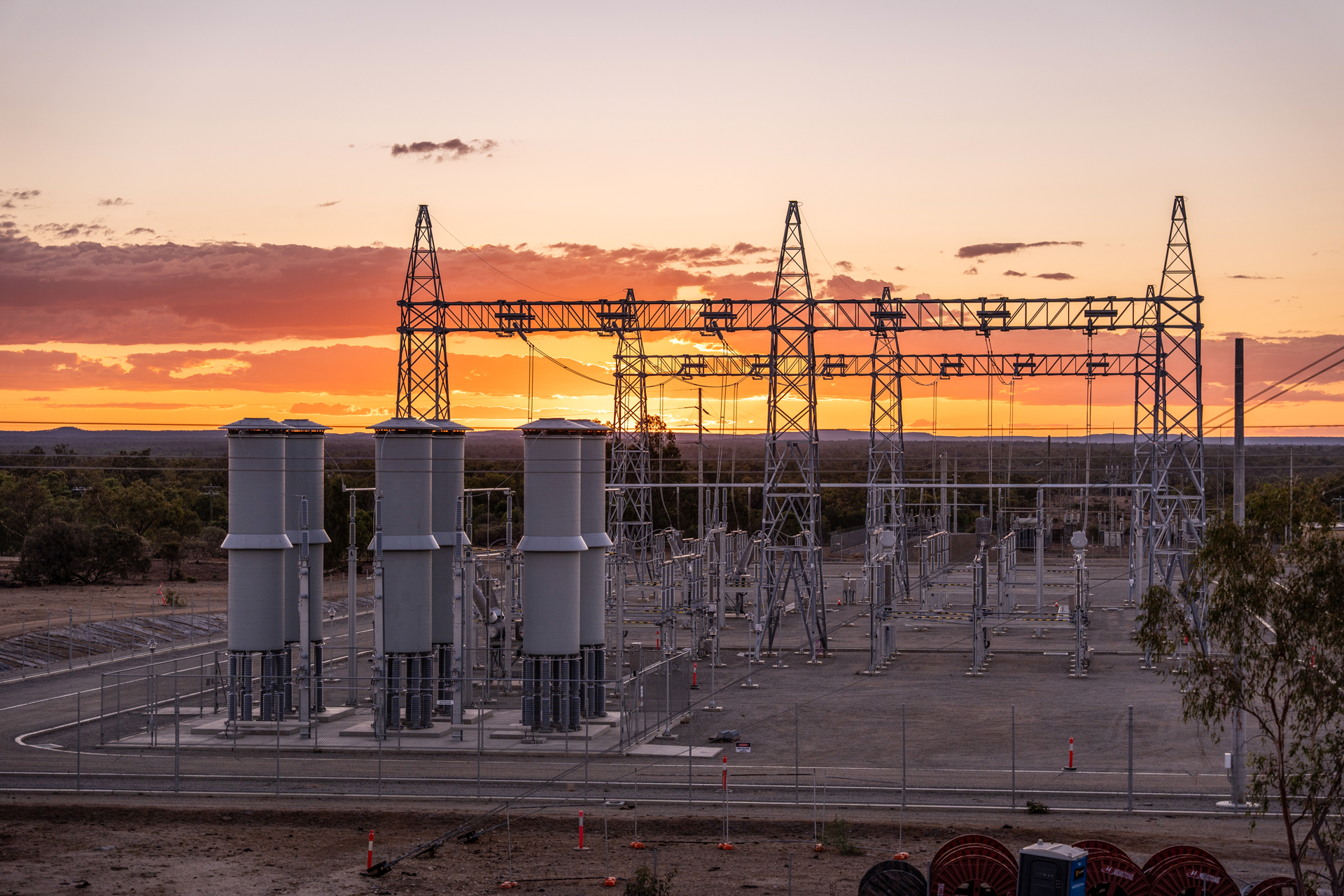 Switchyard at sunset